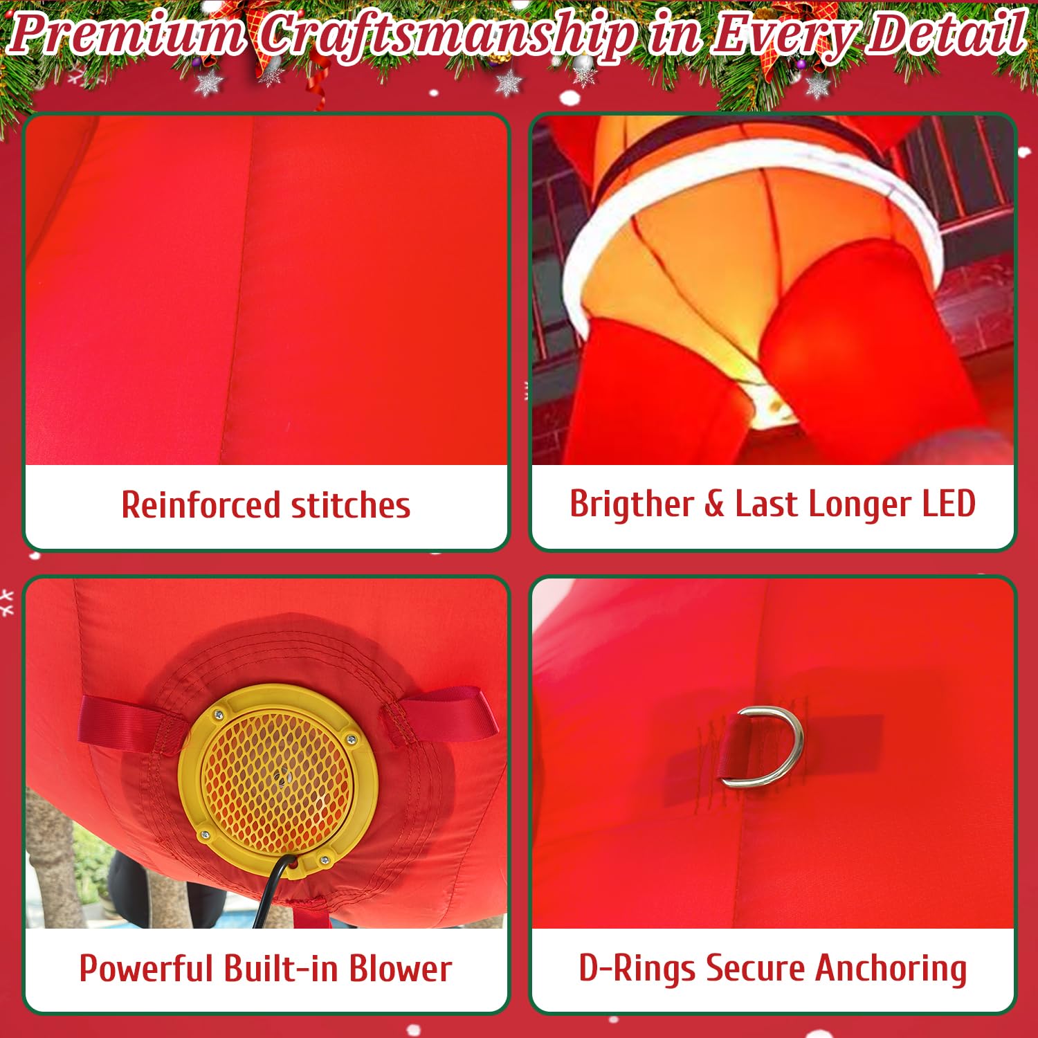 26FT Climbing Inflatable Santa Claus with LED Lights – Lighted Christmas Blow Up Yard Decoration for Outdoor Roof, Chimney, Lawn & Holiday Party Display