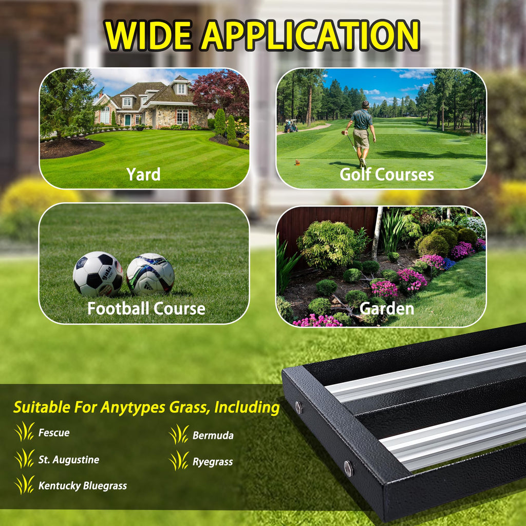 36"x10"Lawn Leveling Rake with Aluminum Rollers, Stainless Steel Yard Lawn Leveler Tool with Adjustable Long Handle, Yard Leveling Rake Suit, Levelawn Tool for Soil, Grass, Golf Course, Garden, Farm