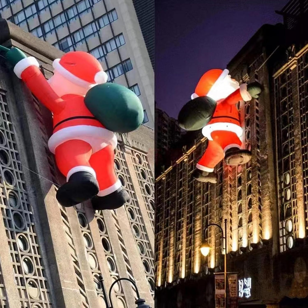 26FT Climbing Inflatable Santa Claus with LED Lights – Lighted Christmas Blow Up Yard Decoration for Outdoor Roof, Chimney, Lawn & Holiday Party Display