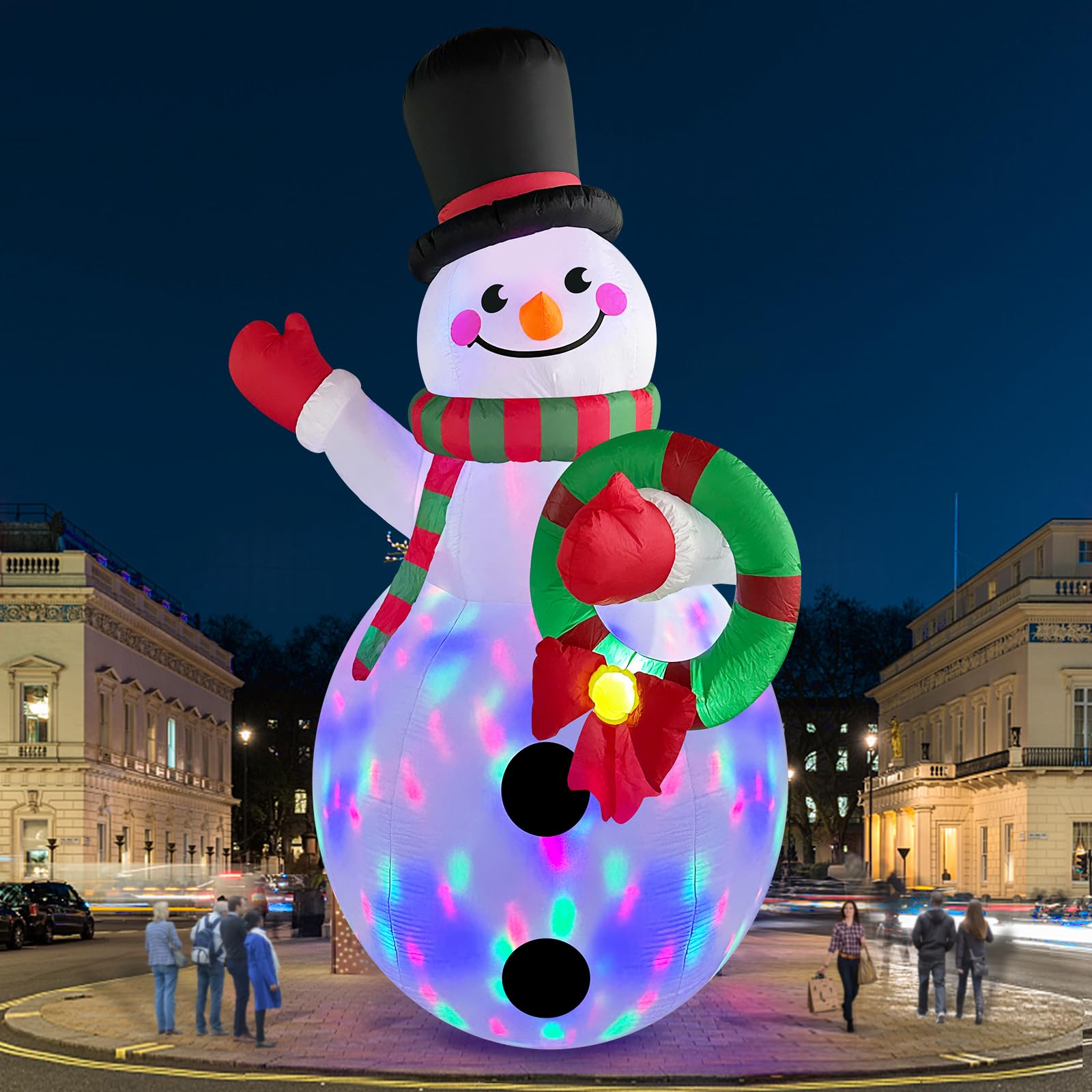 20 FT Tall Christmas Inflatables Snowman Built-in Rotating LED Lights Outdoor Decorations, 20 Foot Giant Snowman with Blower Blow Up Yard Decoration for Home/Lawn/XmasParty/Parks/Squares