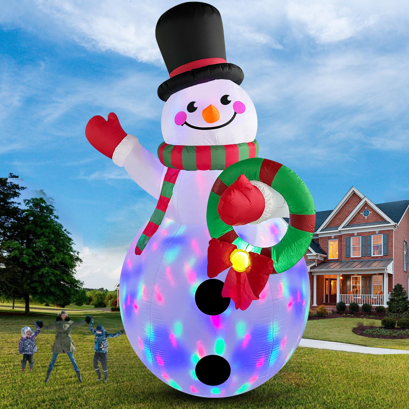 20 FT Tall Christmas Inflatables Snowman Built-in Rotating LED Lights Outdoor Decorations, 20 Foot Giant Snowman with Blower Blow Up Yard Decoration for Home/Lawn/XmasParty/Parks/Squares
