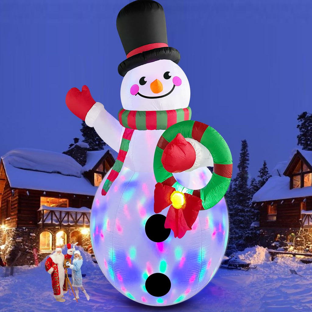20 FT Tall Christmas Inflatables Snowman Built-in Rotating LED Lights Outdoor Decorations, 20 Foot Giant Snowman with Blower Blow Up Yard Decoration for Home/Lawn/XmasParty/Parks/Squares