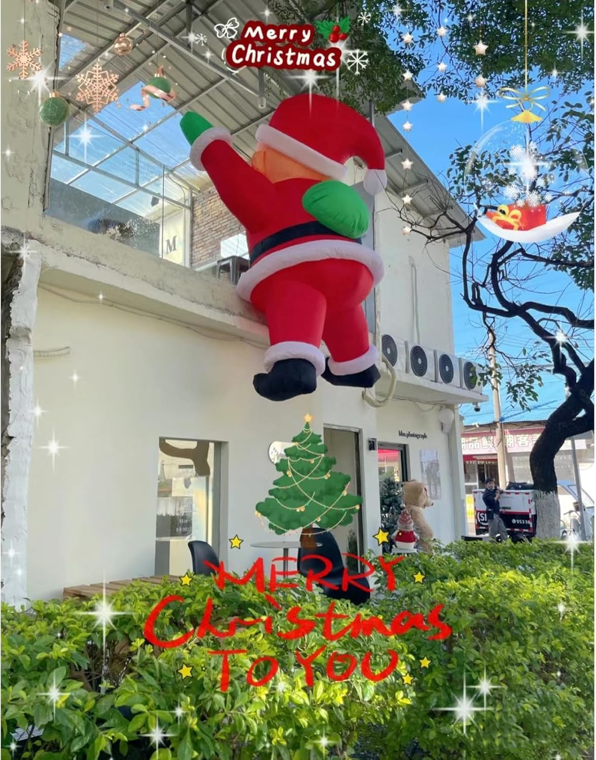 20FT Climbing Inflatable Santa Claus with LED Lights – Lighted Christmas Blow Up Yard Decoration for Outdoor Roof, Chimney, Lawn & Holiday Party Display